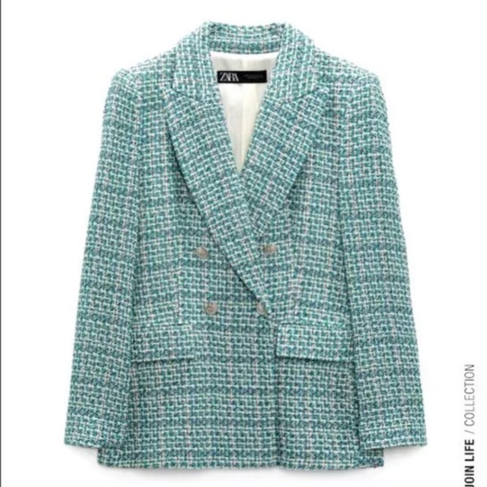 NWT Zara Tweed Textured Blazer Jacket